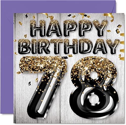 16th Birthday Card for Boys - Black & Gold Glitter Balloons - Happy Birthday Cards for 16 Year Old Boy Son Brother Grandson Cousin, 145mm x 145mm Sixteen Sixteenth Bday Greeting Cards Gift