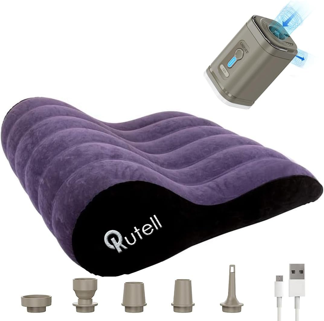 Cloud-Shaped Purple Sex Wedge Inflatable Pillow for Couples - Includes Pillowcase with Cuff - Adult Size - 33.4 * 24.5 * 10.2inches