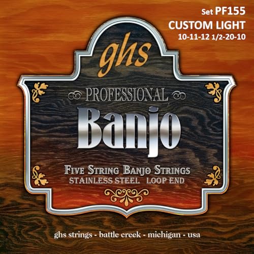 GHS BANJO - Edelstahl-Saitensatz - 5 Saiten - PF155 - Leichtgewicht
