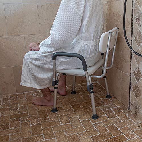 Flash Furniture HERCULES Series 300 Lb. Capacity, Adjustable White Bath & Shower Chair with Depth Adjustable Back - Thumbnail 3