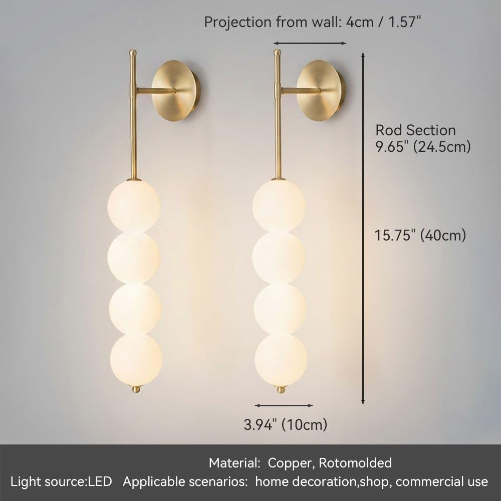 Gourd Wall Sconce,LED Bubble Wall Lamp,Creative 4-Light Wall Fixture,Luxury Interior Ambient Light for Bedroom Bedside Living Room Sofa Background Hallway Nordic Aesthetic Parlor(Gold,Large)