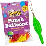 Jaunty Partyware 25x Large Punch Balloons for Kids Ideal Party Bag Fillers For Birthdays - 12 Inch Large Size - Assorted Colours - Fun Children’s Party Ideas - Thick & Strong - Easy to Inflate