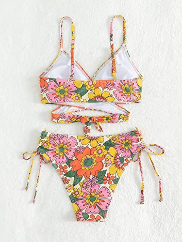 WDIRARA-Womens-2-Piece-Set-Floral-Print-Wrap-Front-Swimwear-Crisscross-Bikini-Swimsuit