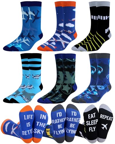 Halfchet 6 Pairs Novelty Airplane Socks