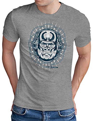 T-shirt resident DJ platines musique sound master grand format 4XL gris chine