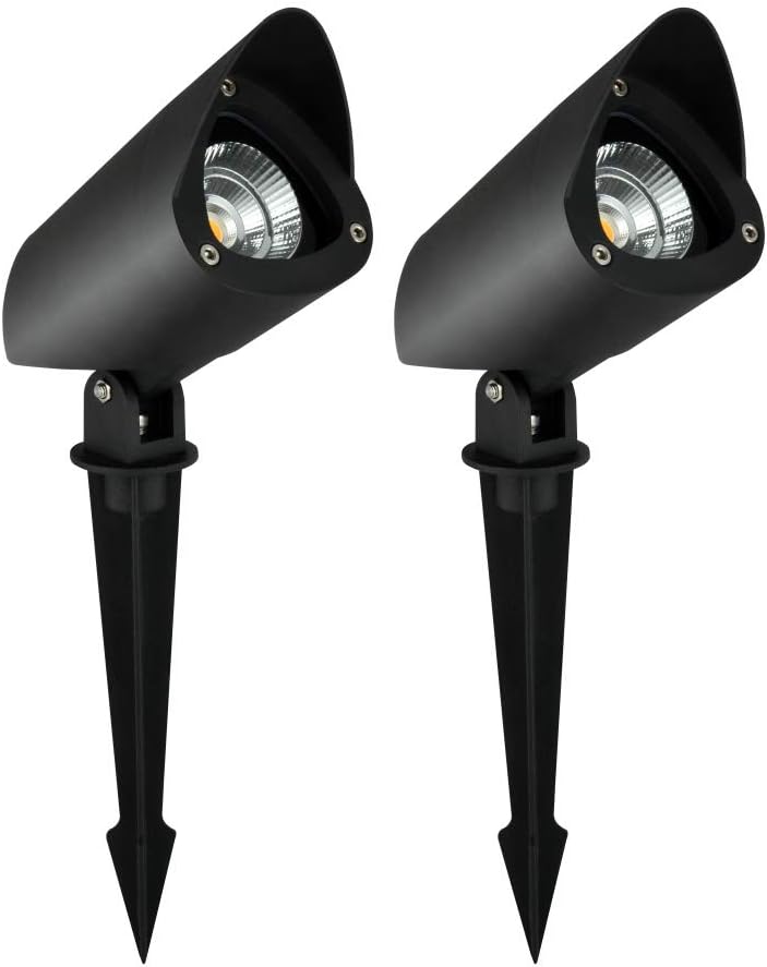INTETEIN 0500CAP Landscape Lighting Landscape Lights 10W 12V Low Voltage Landscape Lights for Trees Lawn and Garden, Warm White (2-Pack)