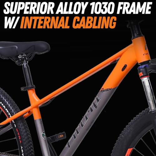 Image of FitTrip Fox Rush 29T Unisex Cycle | Non Gear MTB | Lockout Suspension | Jak 7 Dual Disk Brakes I 1030 Alloy Frame w /Internal Cabling | Fully Fitted (Saffron Orange)