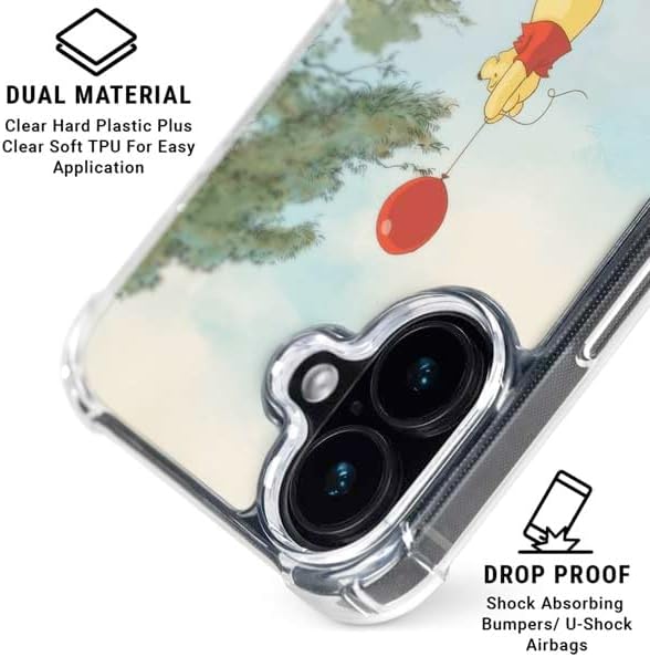 Skinit Clear Phone Case Compatible with iPhone 16 - Officially Licensed Disney Winnie The Pooh Red Ballon Design