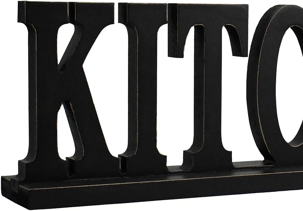 Rustic Wood Kitchen Sign Freestanding Wood Word Kitchen Decor Sign Decorative Cutout Letter for Shelf Decor