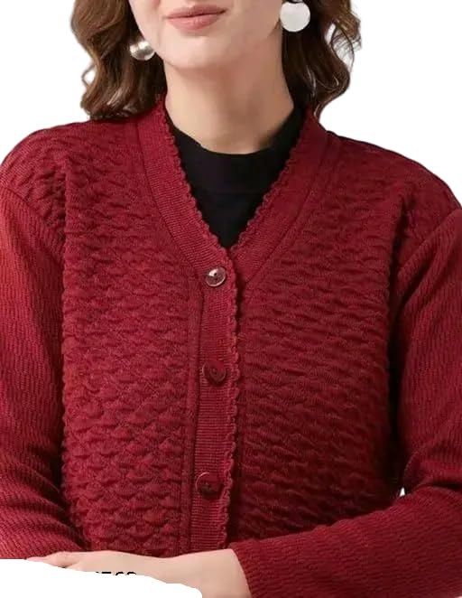 Winter Soft Knit Solid Maroon Pullover for Women-picture-20