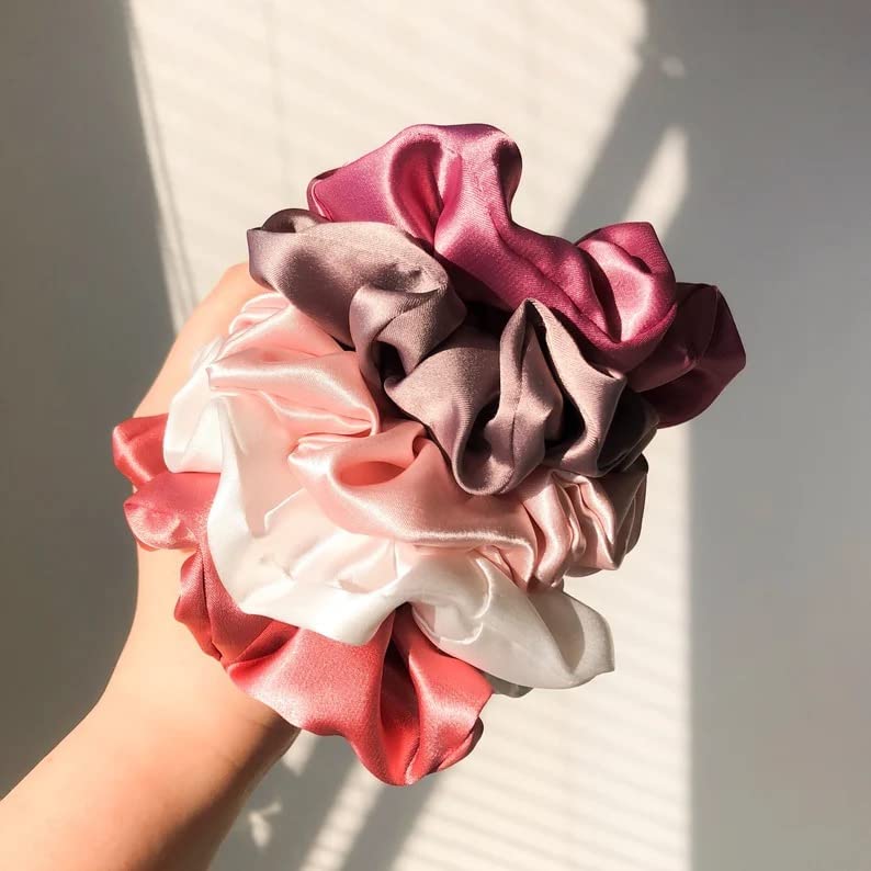 Image of Fashion & Beauty Land Premium Satin Silk Scrunchies Set Of 5