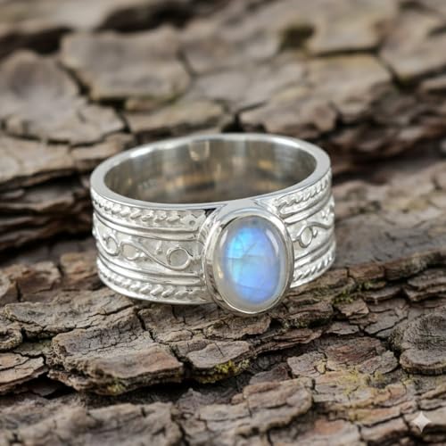 Image of 55Carat Choose Your Color Genuine Gemstone Sterling Silver Ring Band Vintage Handmade Jewelry Sizes 5-12
