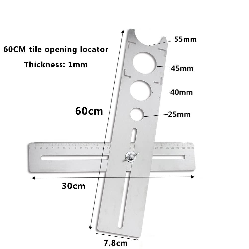 Righello di posizionamento regolabile, righello a T per misurazione ingegneristica, localizzatore di perforazione multifunzionale, righello lungo 60 cm per la lavorazione del legno