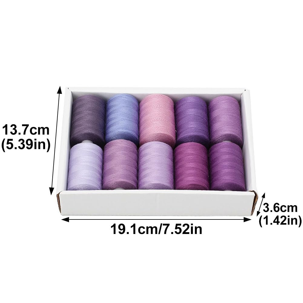 Filo da Cucito Multicolore, Set da 10 Colori, 1000 Iarde/Rocchetto, Fili in Poliestere con Bobine per Macchina da Cucire