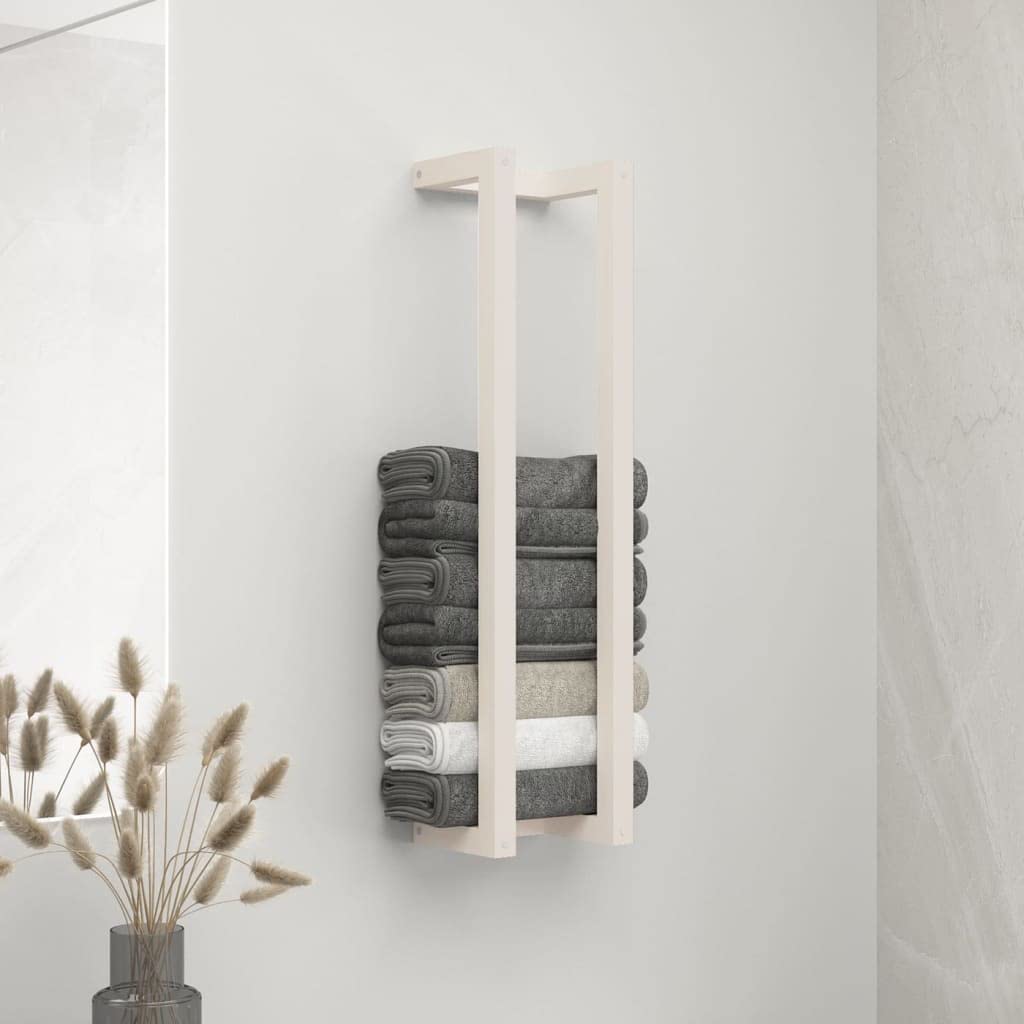 Porte-serviettes en pin massif Blanc 23 x 18 x 90 cm