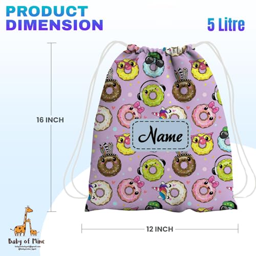Image of Drawstring Swimming bag for kids for Gym yoga Tuition Beach Waterproof Backpack for 3-10 year Girls boys Bag with Custom personalisation