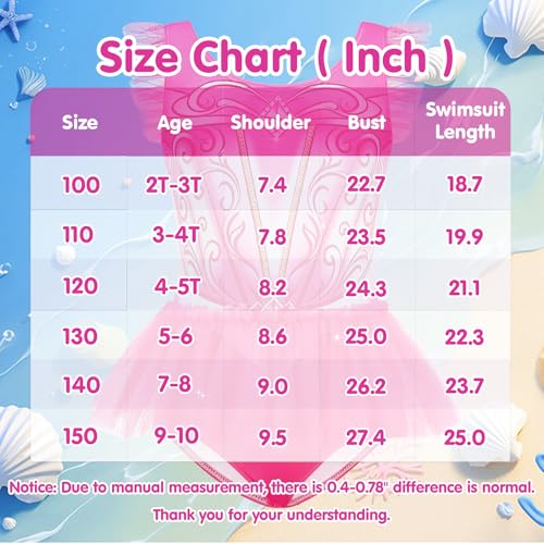 Image of Girls One Piece Swimsuit Colorful Mermaid Bathing Suits Cute Kids Princess Beach Swimwear 2-10 Years