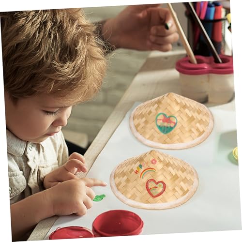 DOITOOL Woven Hats Creative Painting Props Sun Protection for Classroom Decorations Durable Natural Material Fun4