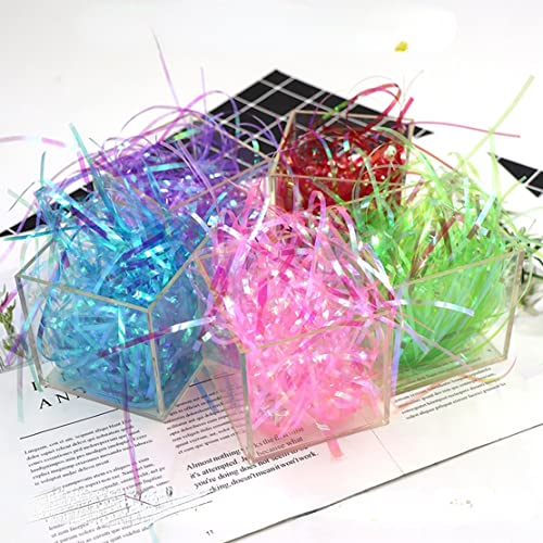 Iridescent Crinkle Cut Film Pp Shred Filler 150G Transparent Sparkly Plastic Hamper Shreds Cushion Fill For Gift Wrapping & Basket Filling,For Christmas Gifts Wedding Birthday Bridesmaid Gift Boxes Bags Retail Decoration (Pink) #TOP4