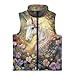 Renewold Warm Thick Girls Fleece Vest Outerwear Floral Horse Fashion Kids Toddlers Teens Sleeveless Zipper Coats with Pockets Winter Spring Fall Jacket Picnic Playing Dance Fleece Vest 7-8 Years