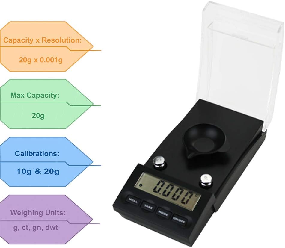 American Weigh Scales Gemini Series Precision Digital Milligram Scale, Black, 20 G x 0.001 (GPR-20)
