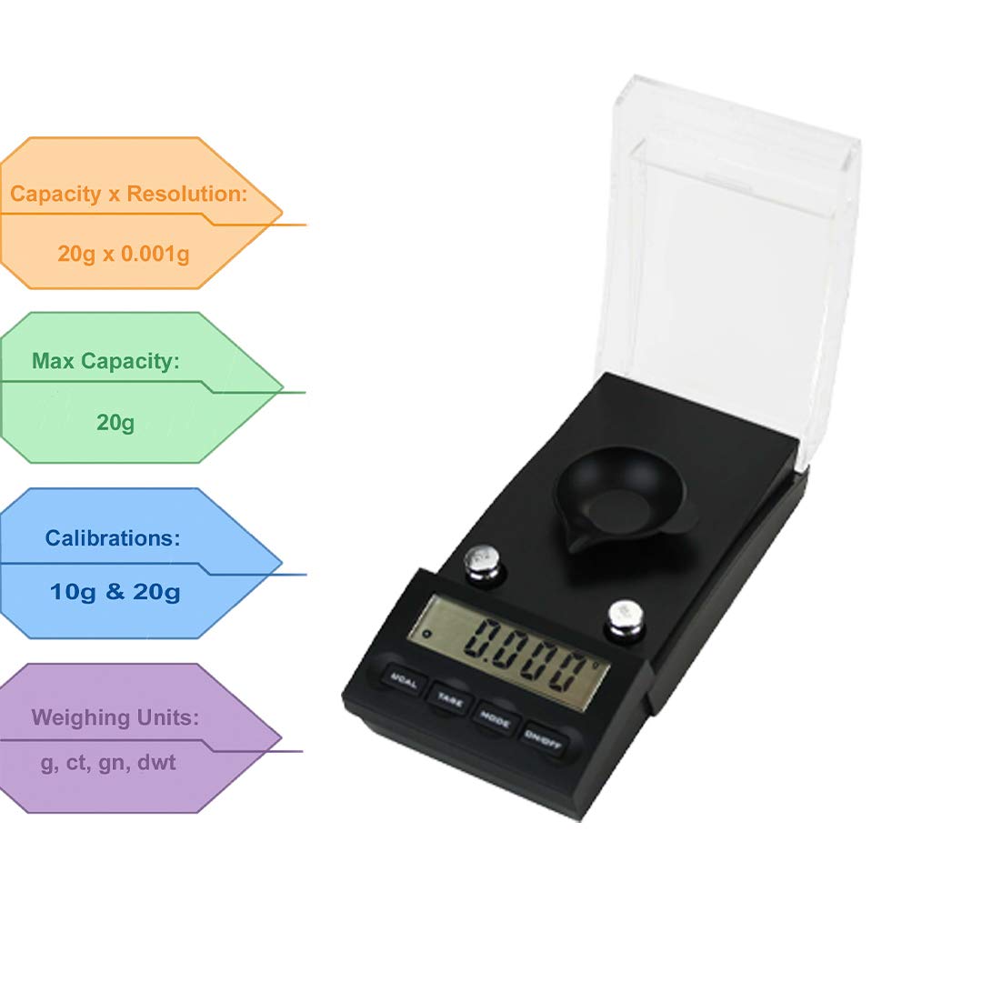 AMERICAN WEIGH SCALES Gemini 20 Bilancia Digitale Milligrammi 20g X 0,001g - Portatile, Per Gemme, Oro, Caffè