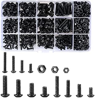 500 Pcs Nuts and Bolts Assorted Set, Black Hex Socket Head Cap Screws Bolts and Nuts Kit, M3/M4/M5 Thread Fastener Machine Hex Bolts and Nuts Assortment Kit with Box