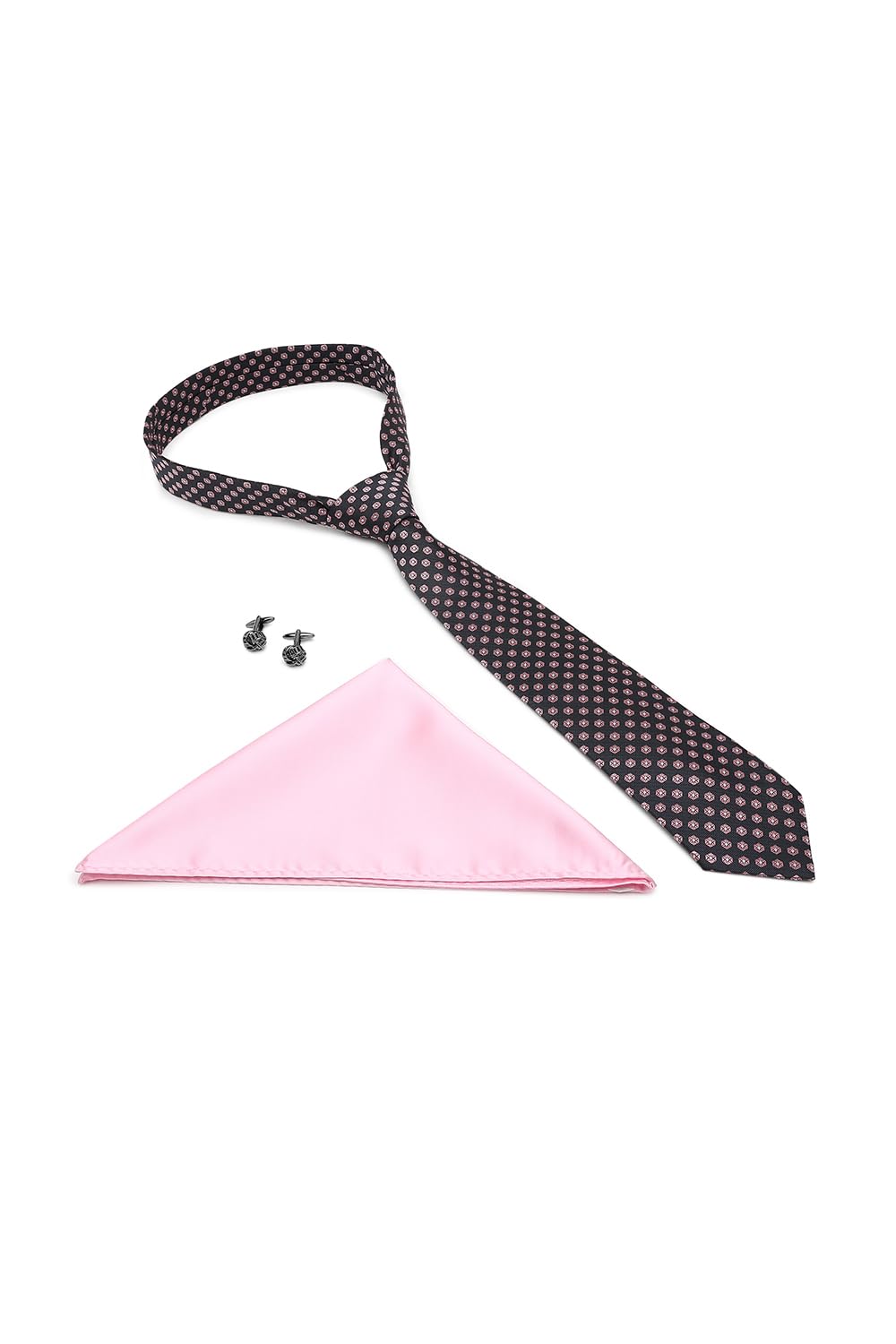 van heusen Men Black Party Tie Pocket Square And Cufflink-picture-41