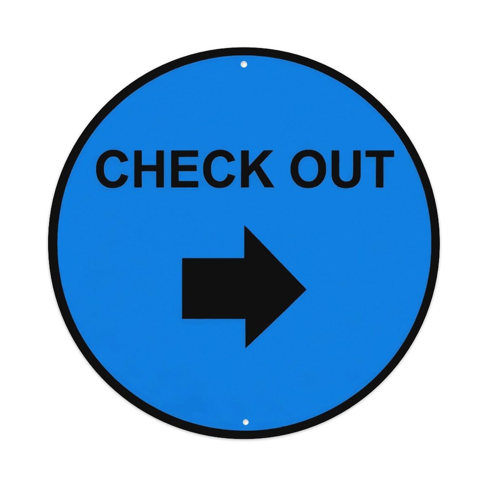 Ldfuieksufg Style Round Blue Right Arrow Check Out Direction Metal Wall Sign Vintage Aluminium Metal Sign, Retro Wall Decor For Home, Bar, Garage & Farmhouse 20X20cm