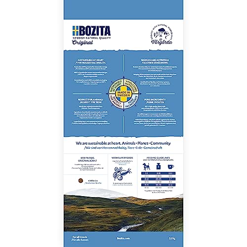 Bozita Hundefutter Original Adult Huhn – 12 kg weizenfreies Trockenfutter für Hunde mit normalem Aktivitätsniveau – Ausgewogene, vollwertige Ernährung für gesunde und Vitale Erwachsene Hunde