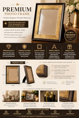 Image of 4x6 Inch Photo Frame Set of 2 - Acrylic Front Table Top Photo Frames with Stand, Dual Orientation Portrait & Landscape Display for Home Office Decor (vintage golden)