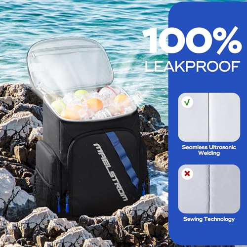 Image of Maelstrom Insulated Cooler Backpack, 36 Can Soft Cooler Ice Chest Bag | Double Compartment, 16H Cold, Leakproof, Bottle Opener, Waterproof, Lightweight, for Beach, Travel, Camping, Picnics, Hiking