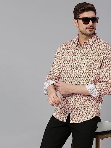 Image of Thomas Scott Men's | Printed | Full Sleeve | Slim Fit | 100% Cotton | Spread Collar | Casual Shirt