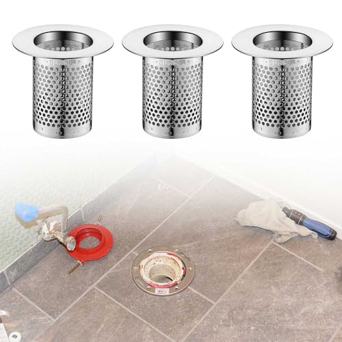 HJIAMA Atrapapelos Ducha 3 Piezas, Filtro Fregadero de Acero Inoxidable, Diseño Cilíndrico 3D, Filtro Desague Fregadero, Apto para Cocina, Baño, Fregadero (Diámetro Interior3,3 cm)