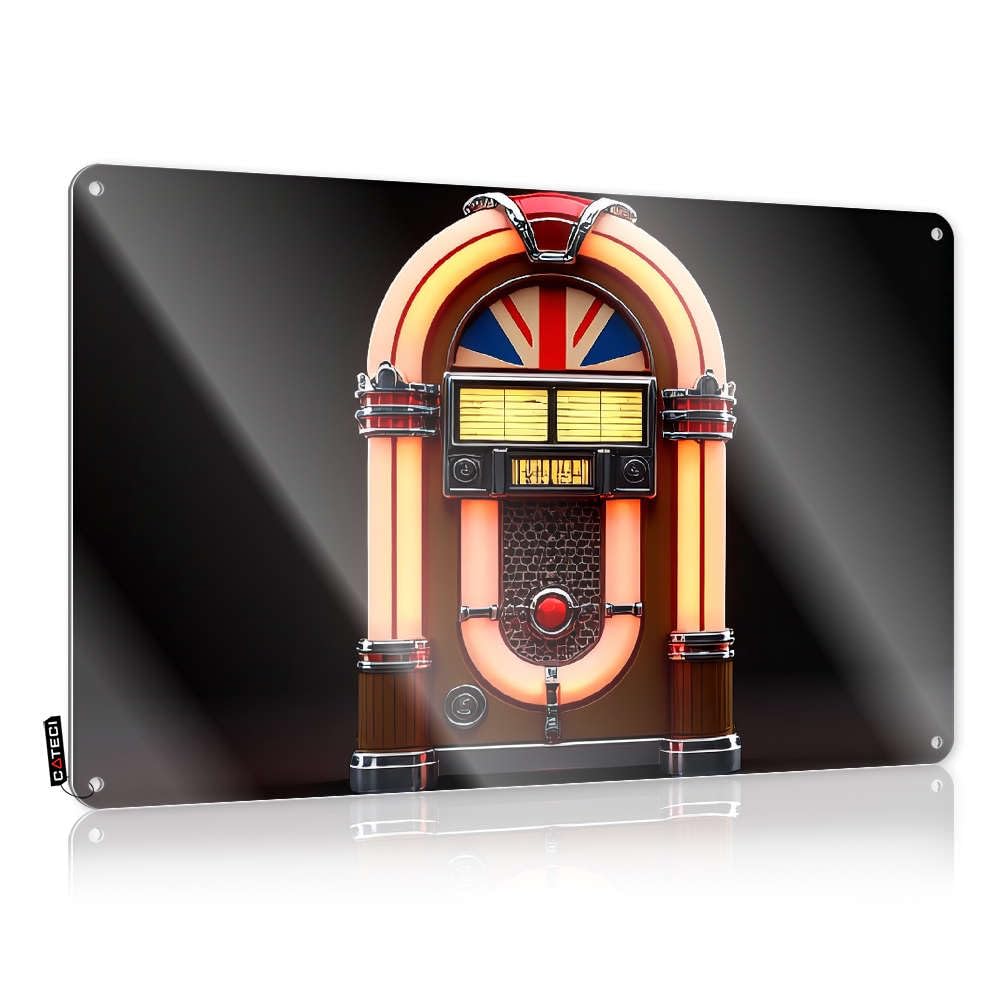 Tin Wall Decor Tin Wall Art - Vintage Jukebox With Neon Lights. Affirmation Western Retro Style Decoration For Playroom(30X40CM)