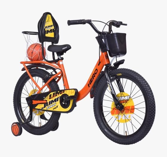 Hero Jumpshot Kids Bicycle with Basketball Hoop & Ball, Training Wheels, Front Basket, Steel Frame, Ideal for Boys & Girls (6–9 Years) (Orange Black,) (Orange Black, 16t)-image-48