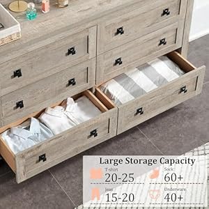 RedLemon Farmhouse 6 Drawer Dresser for Bedroom 54 Inch Wide Rustic Wood Dresser TV Stand Dresser Chest of Drawers for Closet Living Room Hallway Light Rustic Oak