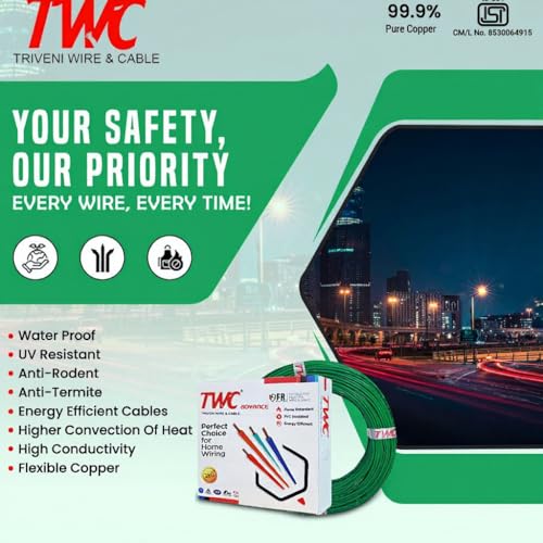 Image of TWC Advance Yellow 1 SQMM 90 METER | Copper Wire | HRFR (Heat Resistant Flame Retardant) Lead-Free Cable | Low Smoke Halogen-Free Wire for Home & Industrial Electrical Wiring