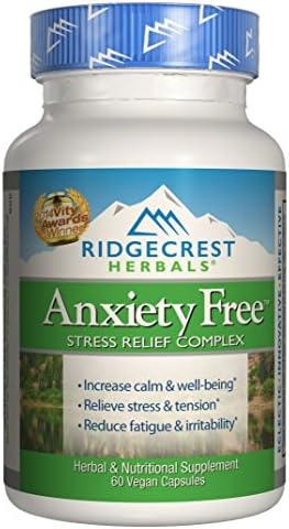 Ridgecrest Anxiety Free, Herbal and Nutrition Stress Support, 60 Vegan Capsules