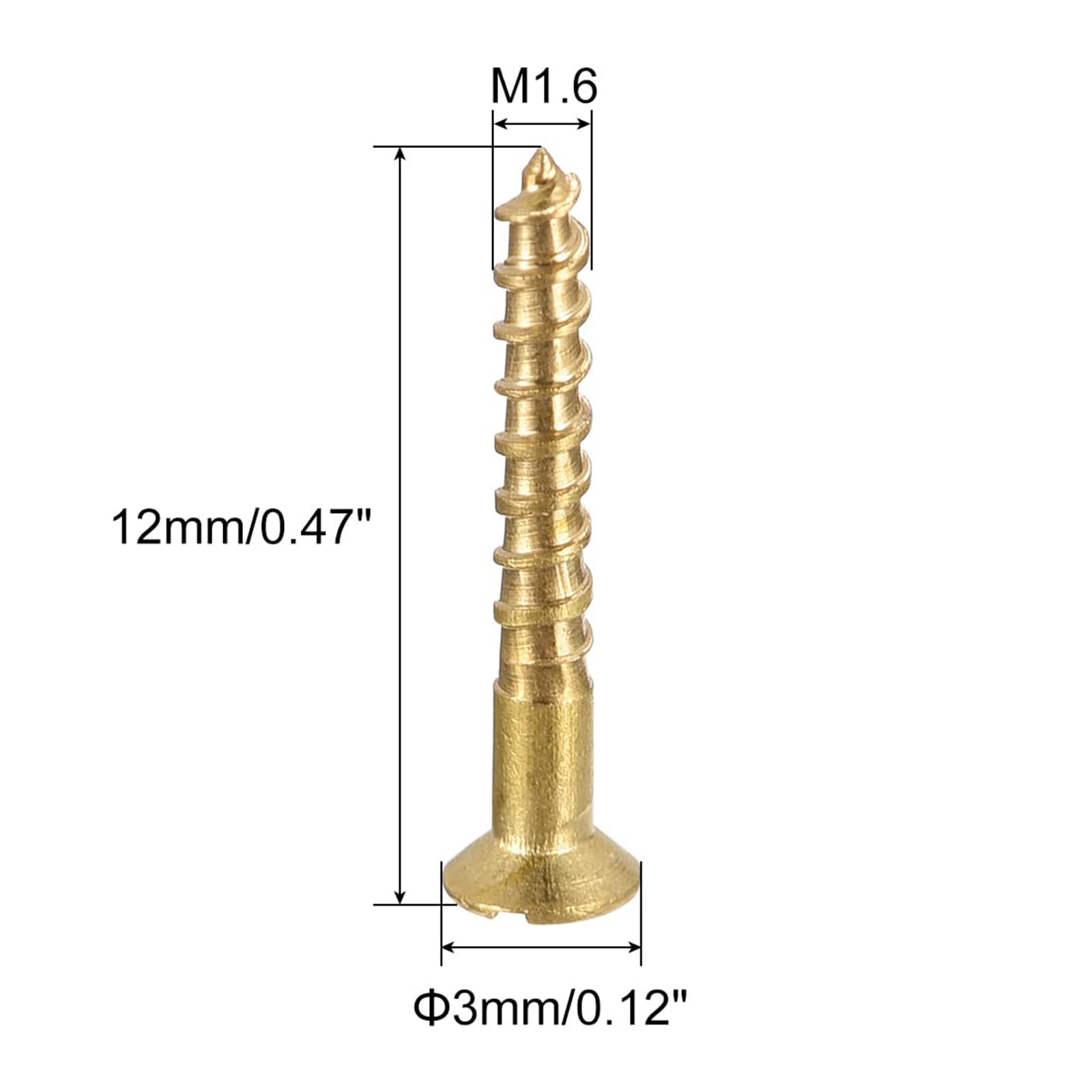 TA-VIGOR 100Pcs Self Tapping Screws, M1.6 Slotted Flat Head Screw, 12mm Round Head Slotted Tapping Screws - Image 2