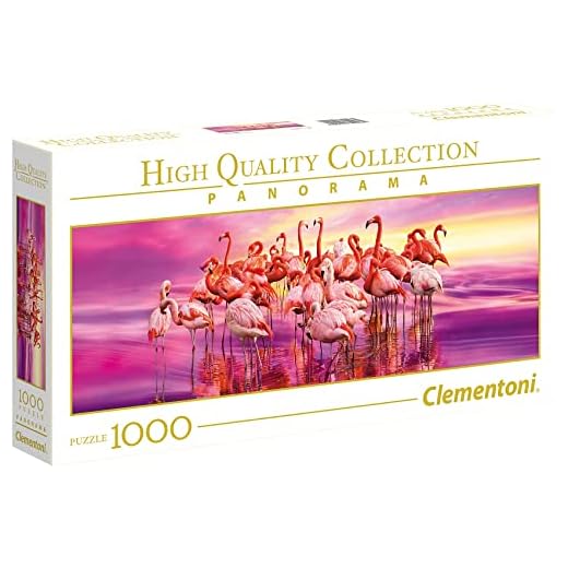 Clementoni Puzzle 1000 Piezas panorámico Paisaje Animales, Flamencos en el Agua, Puzzle Adulto (39427), Multicolor