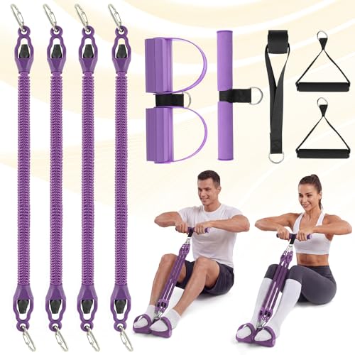 Image of Upgrade Foot Pedal Resistance Bands with Handles, L10 AddWin 4 Tube Adjustable Resistance Bands for Abdomen , Arm, Core /ABS, Leg Workout - Stirrup Puller for Men Women for Full Body, Purple