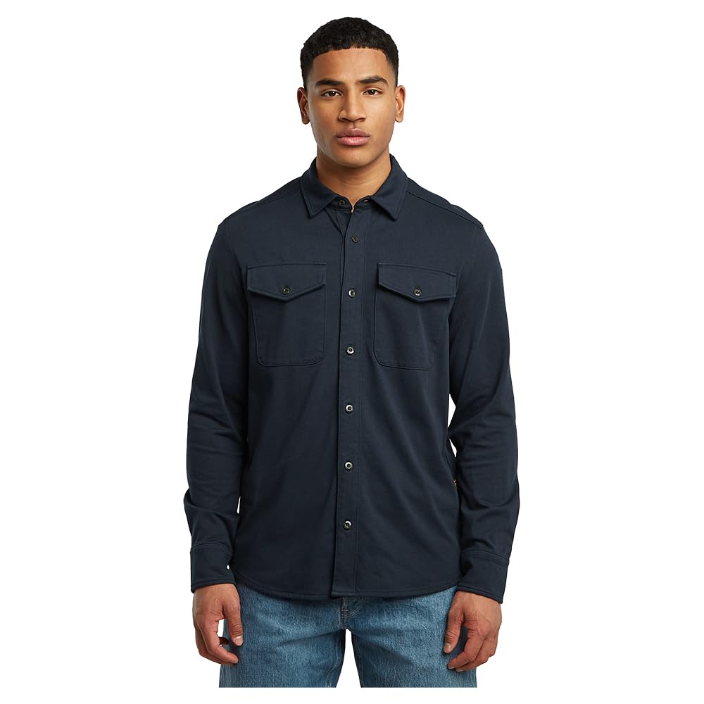 G-STAR Men's Marine Jersey Shirt Ls, Blue (Salute D26765-c784-c742), XL