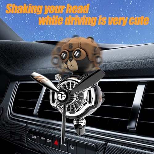 Image of 2Pcs Car Air Fresheners, Cute Bear Pilot Automotive Air Outlet Creative Car Perfume Diffuser, Automotive Accessories Air Vent Decoration with 8 Fragrant Tablets (Black 5+Black 5)