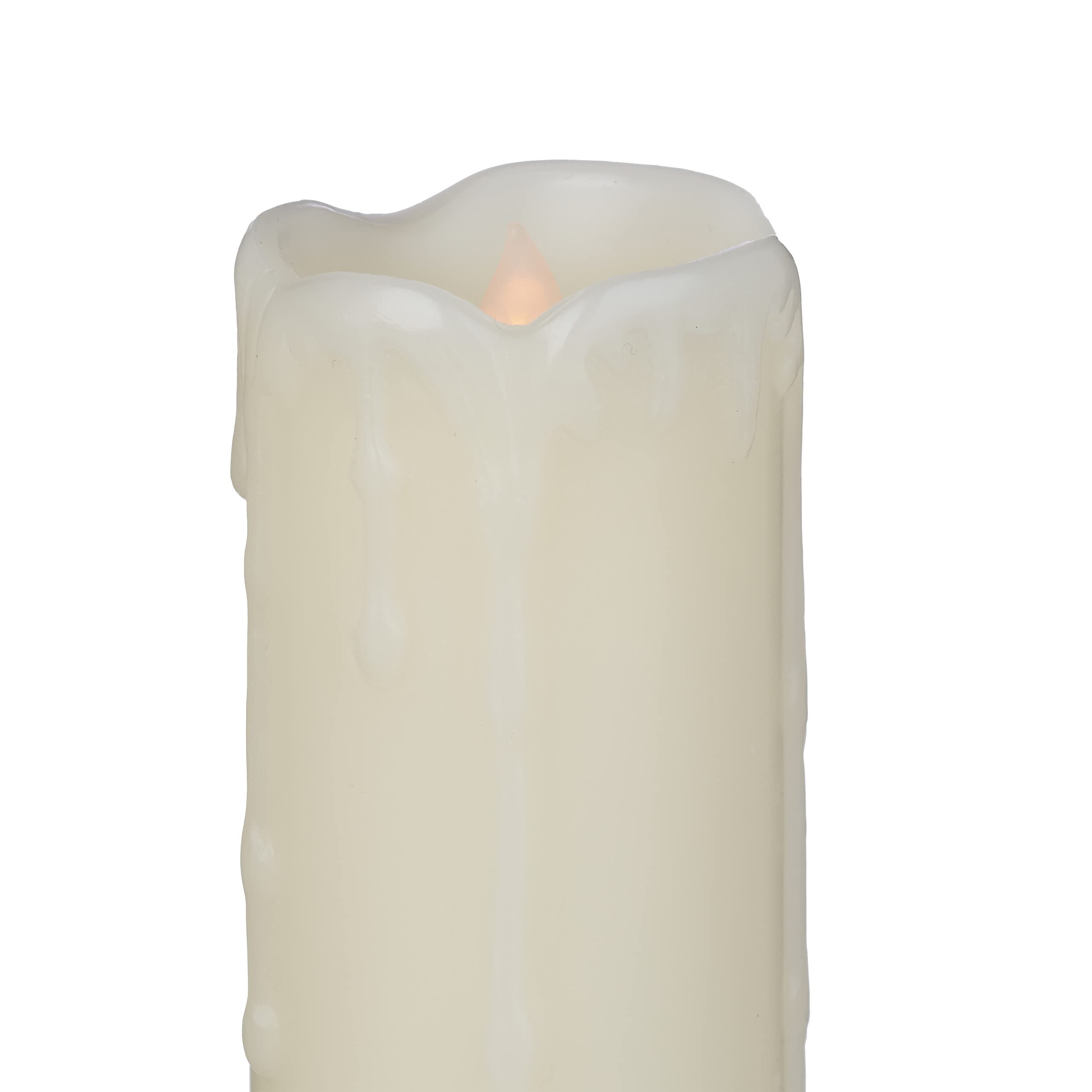 Relaxdays led kaarsen, set van 4, met timer & bewegende vlam, H x : 10 x 7,5 cm, stompkaarsen op batterij, rond, crème