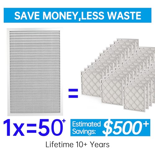 Image of UBeesize 14x25x1 Reusable Electrostatic Air Filter HVAC AC Furnace Filter,MERV 8, Washable, Lasts a Lifetime,Permanent Air Filter,Breathe Fresher,Home And Office(Actual Size:13.5x24.5x0.82 Inch)