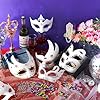 Leyndo 24 Pcs Paper Mache Art Mask White Craft Masquerade Masks and Gem Stickers DIY Blank Mardi Gras Halloween Cosplay Party (Mixed Styles) #3