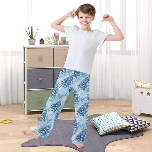 ALAZA Peacock Seamless Watercolor Pattern Pajamas Bottoms with Pockets Comfy Pjs Sleepwear Elastic Waistband Pajamas Pants Lounge Pants for 6-14 Years 5