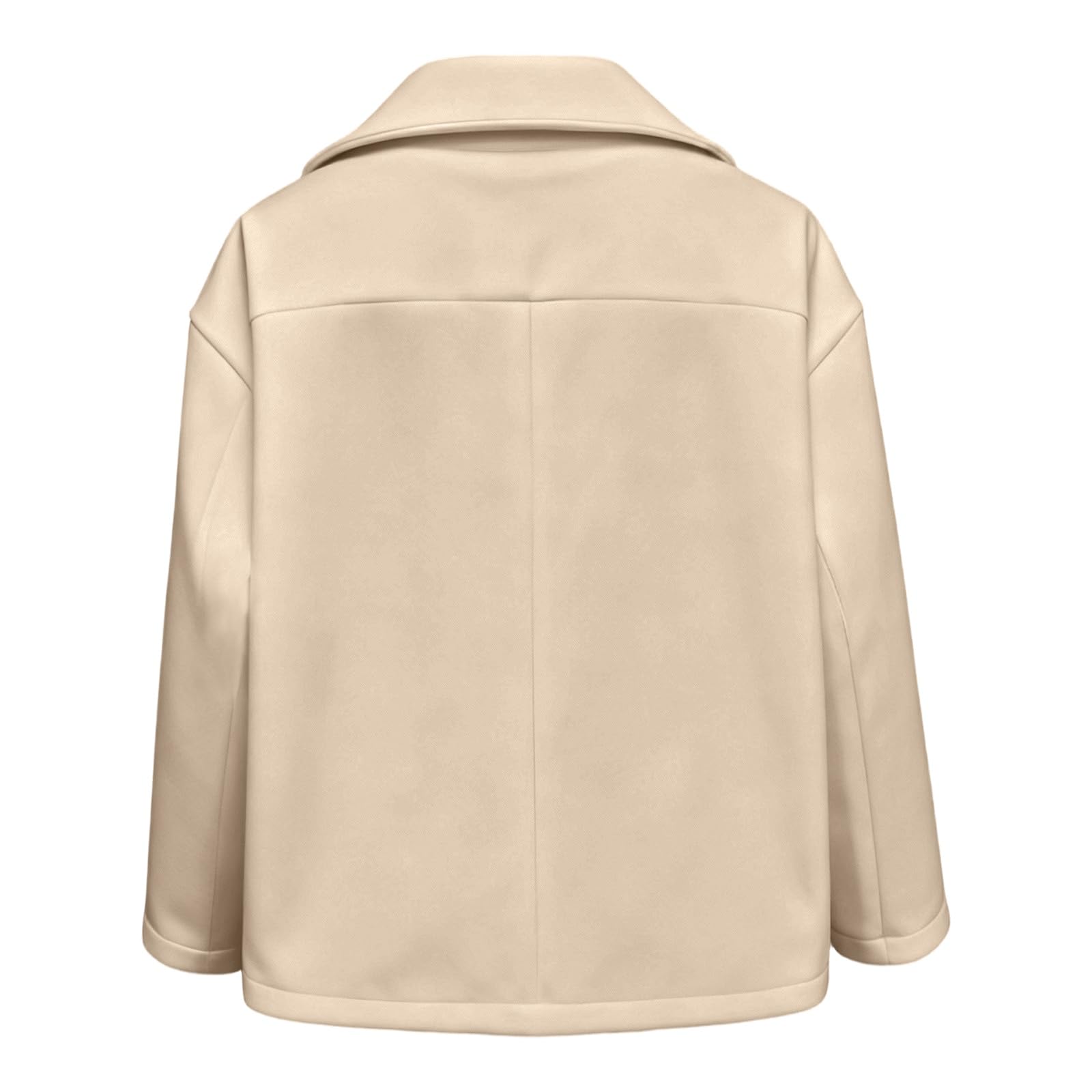 Kurzmantel Damen Elegant Übergang Mantel Winter Zweireihig Kurzer Trenchcoat Wolle Wintermantel Damen Kurz Warm Wollmantel Winter Crop Revers Winterjacke Damenmantel mit Taschen Kurztrench
