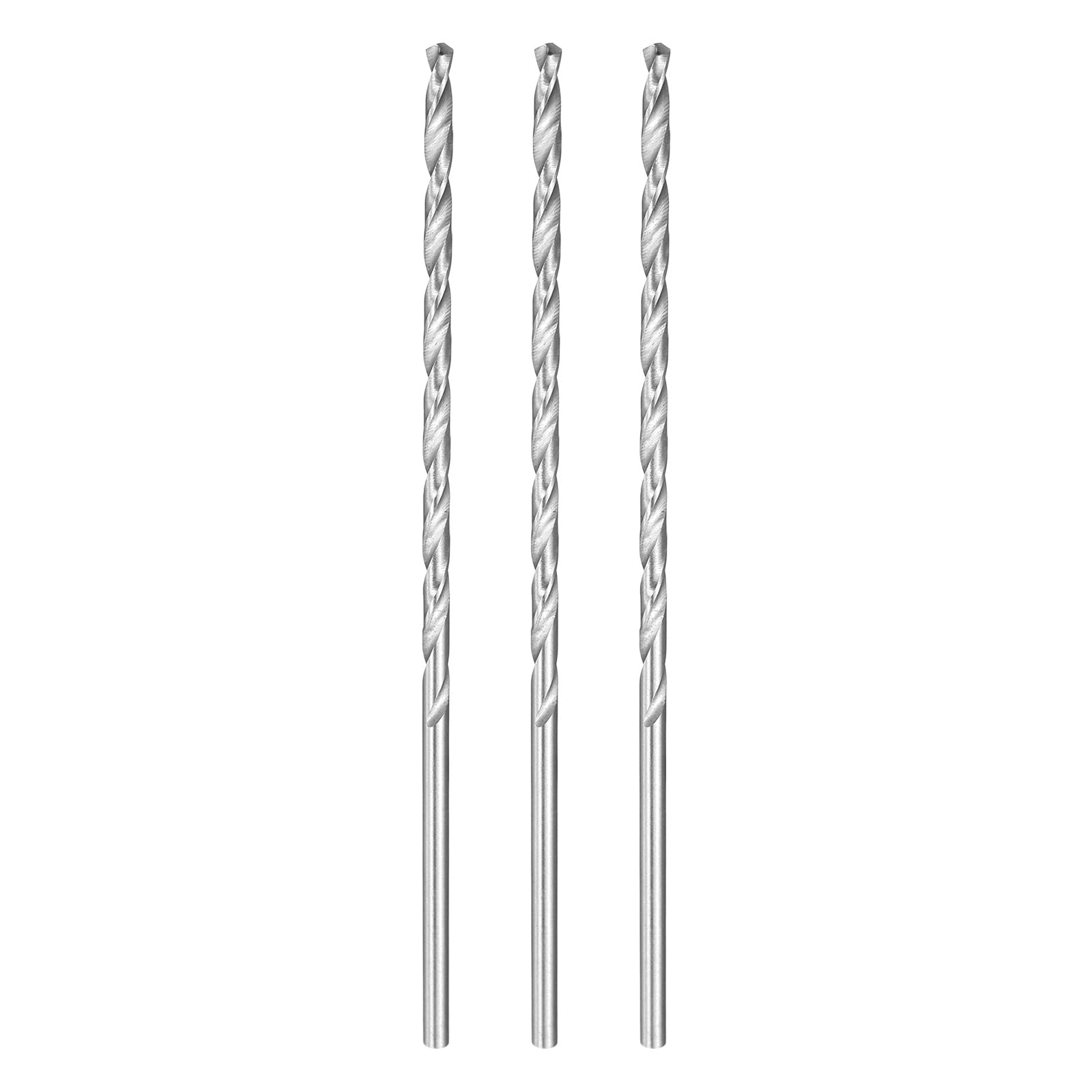 sourcing map 3pcs Twist Drill Bit 2.5mm Dia 95mm (3.74") Extra Long High-Speed Steel Spiral Jobber Drill Bits Fully Ground Drilling Tools for Wood Plastic Aluminum Thin Metal Sheet